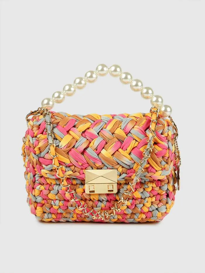 Handwoven multicoloured satchel